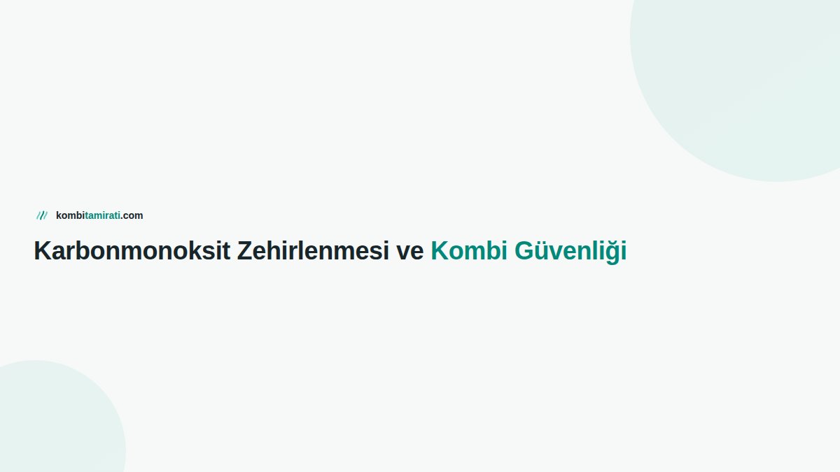 Karbonmonoksit Zehirlenmesi ve Kombi Güvenliği